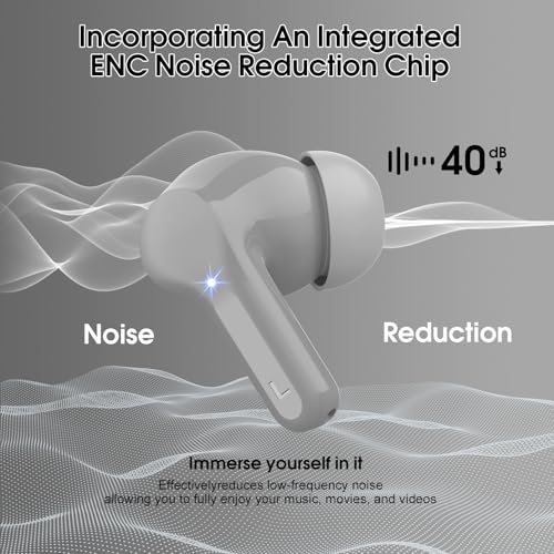 Wireless Earbuds, Bluetooth 5.4 Headphones HiFi Stereo, Bluetooth Earbuds with ENC Noise Cancelling Mic, IP7 Waterproof in Ear Earphones, 48H, LED Display Ear buds for Pad Workout Sports, Grey - color: Grey