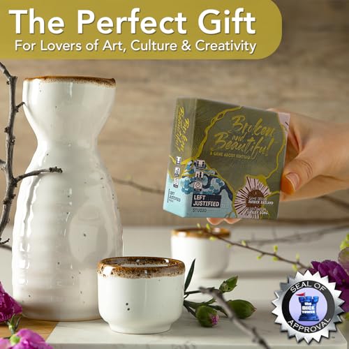 Left Justified Broken and Beautiful Kintsugi Card Game – A Uniquely Themed Deck for Game Night Fun with Family and Friends – Adults and Teens – 2 to 4 Players – Highly Portable
