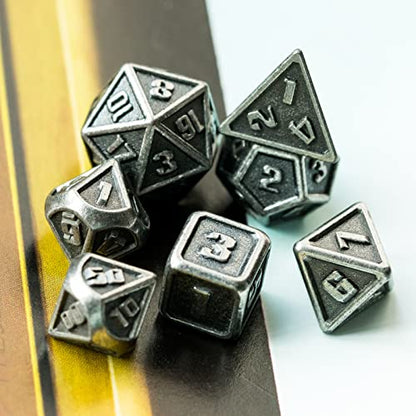 UDIXI Mini Metal DND Dice Set, 10mm Tiny Small Metal D&D Polyhedral Dice Set for Role Playing Games and Other Tabletop Game (Silver) | 7-Pieces, Lightweight, Velvet Drawstring Bag, for Dungeons and Dragons Role Playing Games Tabletop Games - color: Mini-s