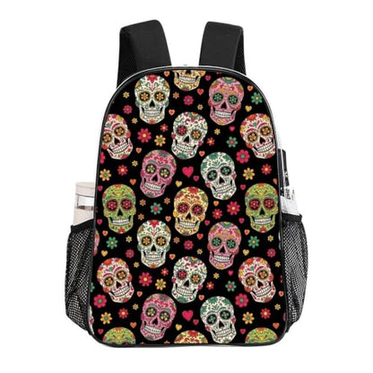 Stadium Approved Clear PVC Backpack Reinforced Straps | Heavy Duty, Day Of The Dead Sugar Skulls, See Through Daypack - color: Pattern (840)