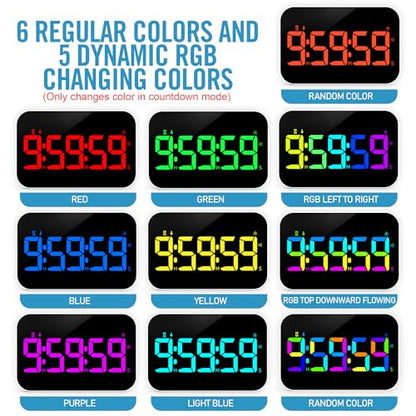 Kitchen Digital RGB Timer, Count Down Up, Rechargeable, Vibration Mode Adjustable Volume and Brightness LED Display, Time Management Cook - color: Rgb-sport