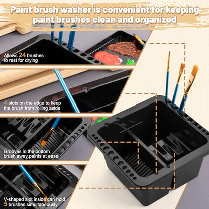 MyLifeUNIT Paint Brush Cleaner, Paint Brush Holder and Organizers for Acrylic, Watercolor, and Water-Based Paints (Black) - color: Black