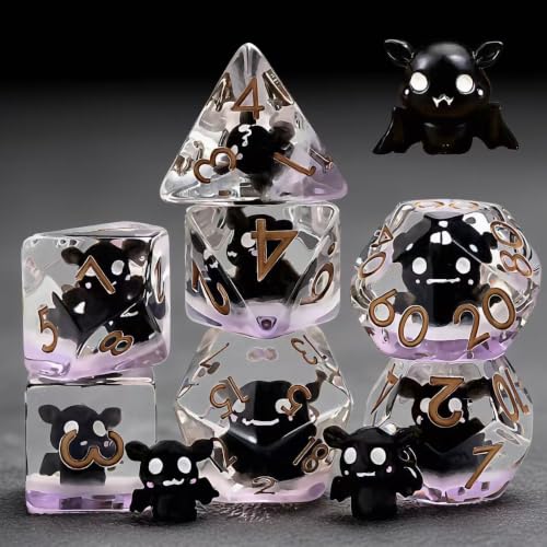 Bat DND Resin Dice Set, Polyhedral D&D Inclusion Dice for Dungeons and Dragons MTG RPG - color: Bat