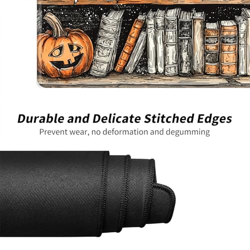 Bookshelves and Pumpkin for MTG & TCG Playmat Mouse Pad,BFDHGQZC 24" x 14" Game Mat for MTG/RPG/CCG Trading Card Game Playmats Table Mat Perfect for Card Games Video Games Computer Office - color: Bookshelves and Pumpkin