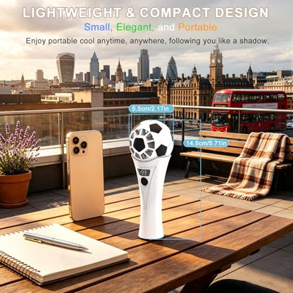 SZO Portable Handheld Turbo Fan, World Cup Soccer Mini Personal Fan with 5-Speed Wind, Digital Power Display, USB Rechargeable Fan for Home, Office, Outdoor & Soccer Fans