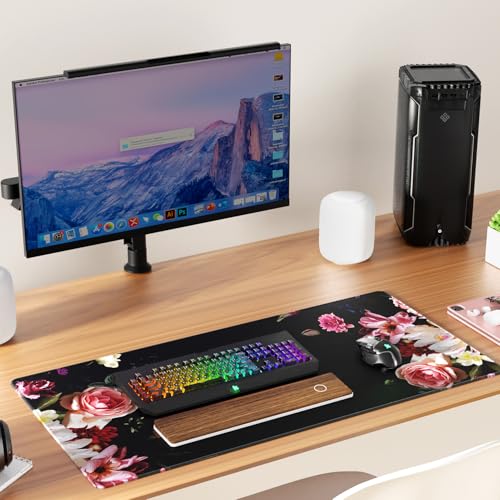 KTRIO Large Gaming Mouse Pad, Desk Mat, 31.5 x 15.7 in Peony Flower, XXL | Smooth Micro-Weave Surface, Artistic Pattern Design, Non-Slip Rubber Base, Durable Stitched Edges, Office & Home Use - color: Peony Flower, size: 31.5l X 15.7w Inches