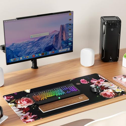 KTRIO Large Gaming Mouse Pad, Desk Mat, 31.5 x 15.7 in Peony Flower, XXL | Smooth Micro-Weave Surface, Artistic Pattern Design, Non-Slip Rubber Base, Durable Stitched Edges, Office & Home Use - color: Peony Flower, size: 31.5l X 15.7w Inches