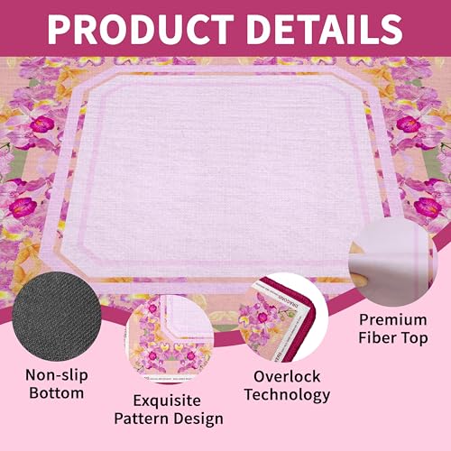Mahjong Mat with Black Carrying Bag, 31.5"x31.5" Anti-Slip Noise Reduction Gaming Mat for Mahjong, Poker, Board Games, 3 Dice & Black Storage Bag - color: Light Pink