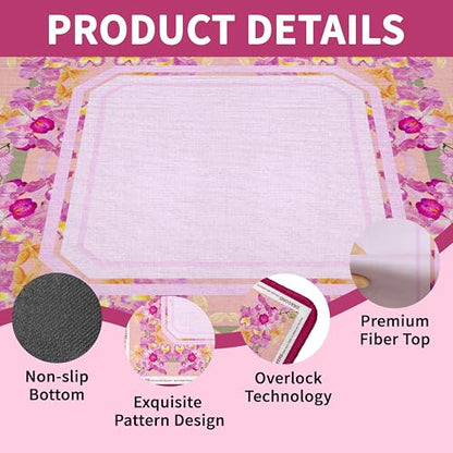 Mahjong Mat with Black Carrying Bag, 31.5"x31.5" Anti-Slip Noise Reduction Gaming Mat for Mahjong, Poker, Board Games, 3 Dice & Black Storage Bag - color: Light Pink