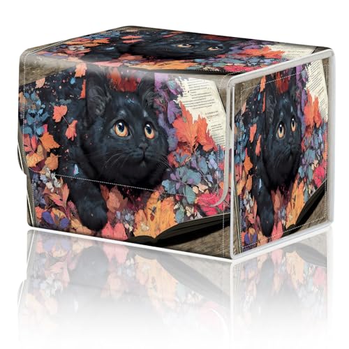 Magnetic Closure TCG Deck Box Portable Card Holder Trading Card Deck Box | PU Leather Collectible Card Case Game Trading Card Deck Box Storage Scratch Resistant Lining, Adorable Cat Picture Book - color: Adorable Cat Picture Book