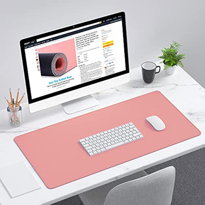Dapesuom Large Gaming Mouse Pad, Extended Mouse Mat with Stitched Edges, Full Size Keyboard Pad with Non-Slip Base, Big XXL Computer Desk Mats for Gamer, Laptop, Office, 31.5 x 15.7in, Rose Pink - color: Rose Pink, size: 31.5L x 15.7W inches