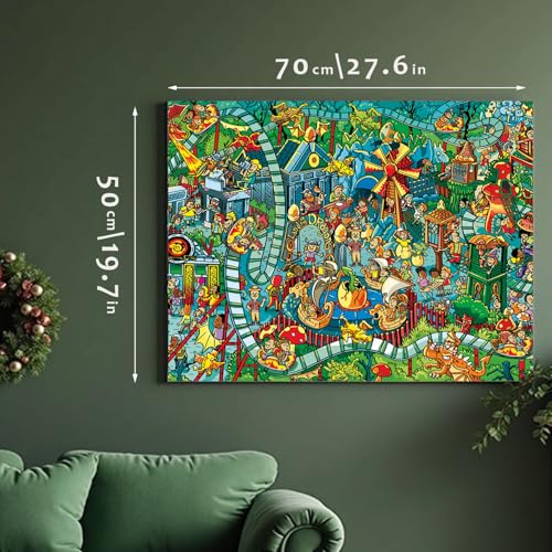 Jigsaw Puzzles for Adults, 1000 Pieces Dinosaur Park Puzzle, Cartoon Painting Challenging Puzzles for Family Activity Game Nights Gifts Fidget Stress Relief - color: Dinosaur Park