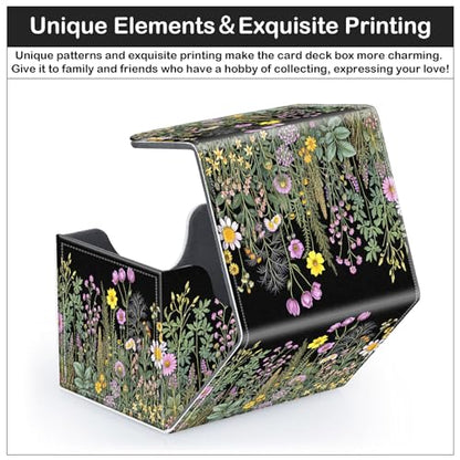 Card Deck Box for MTG Trading Cards with Magnetic Closure,Premium Card Storage Box Case Cover for TCG CCG Magic Cards,Natural Wildflowers - color: Natural Wildflowers