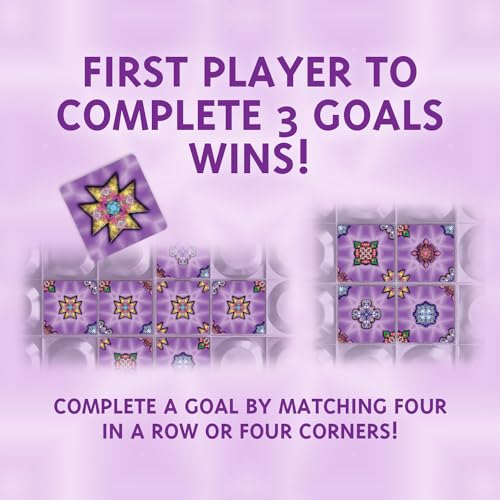 Four Corners Kaleidoscope, Tile Placement Strategy Board Game, 1-6 Players | Pattern Matching, Tip-Pivot Board, 78 Puzzle Tiles, 20-40 Minutes, For Ages 8+