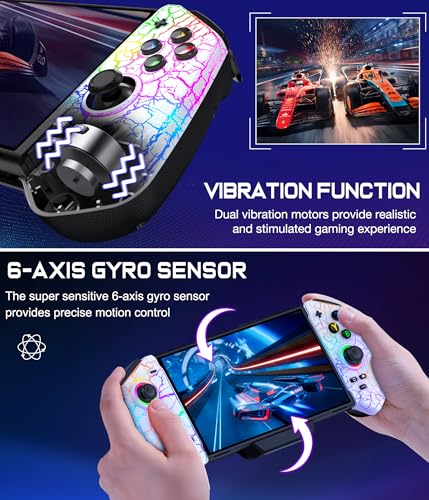Switch Controller for Nintendo Switch/OLED, Hall Effect Joystick Wired Switch Pro Remote Controller with Turbo/4 Game Slot/Dual Motor, Handheld Joypad Replacement for Nintendo Switch Controller - color: White Crack