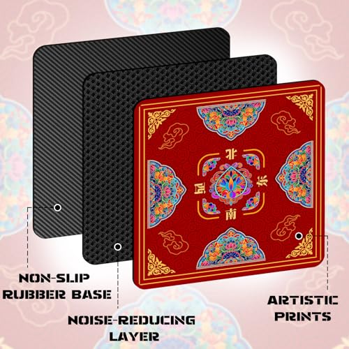 Red Flower Mahjong Mat (31.5X 31.5 in), Non-Slip Noise Reduction | Mahjong Table Mat for Table, Mah Jong Mat with Carrying Bag, Game Table Cover for Mahjongs Poker Dominoes, Christmas Gift - color: Chicken