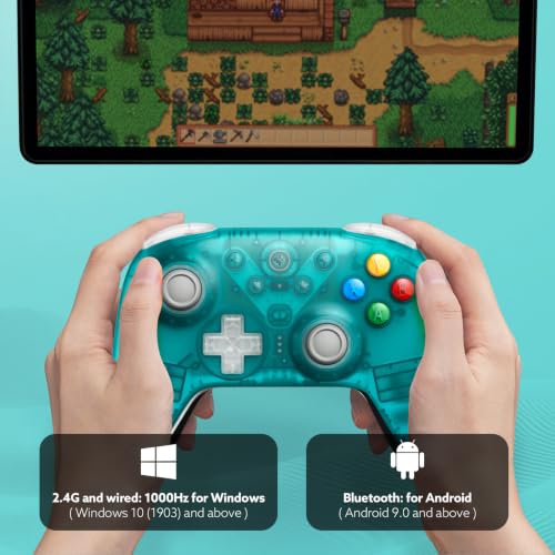 8Bitdo Ultimate 2 Wireless 2.4G Controller (Transparent Blue) | For Windows PC, Apple, Steam & Android, TMR Joystick, Star-Ring RGB Lights, Adjustable Trigger Locks, Charging Dock Included - color: Transparent Blue