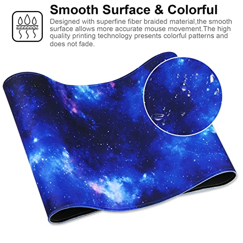 Large Gaming Mouse Pad with Stitched Edges,[27.5x11.8In] Extended Blue Space Mouse Pad with Non-Slip Natural Rubber Base for Gamer/Desktop/Office/Home 70x30 Bluespace04 - color: 70x30 Bluespace04