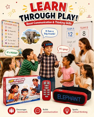 LED Headband Guessing Game for Kids Ages 6-12, 885 Vocabulary Words, 3 Difficulty Levels, Family Board Game, Classroom Learning Activity, Screen-Free Party Game, Educational Gift for Boys & Girls.