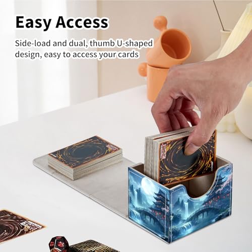 Stylish MTG Deck Box for 110+ Cards, Magnetic Commander Deck Case with Bonus Game Card Pouch, Durable Storage for TCG and Sleeved Magic Cards, Ancient Japanese - color: Ancient Japanese