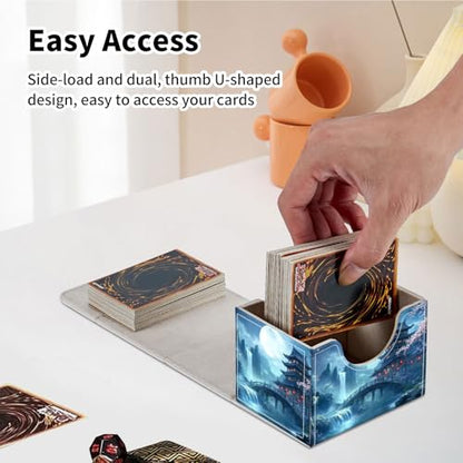 Stylish MTG Deck Box for 110+ Cards, Magnetic Commander Deck Case with Bonus Game Card Pouch, Durable Storage for TCG and Sleeved Magic Cards, Ancient Japanese - color: Ancient Japanese