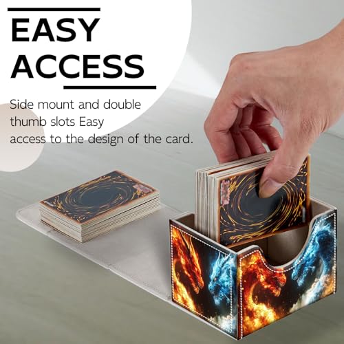 Trading Card Storage Box, Holds 100+ for MTG Cards, PU Leather with Magnetic Closure, Fire vs Ice Dragons Fantasy Durable Deck Box for Magic the Gathering, Trading Card Games - color: Fire vs Ice Dragons Fantasy