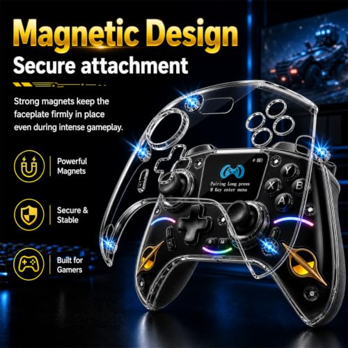 Morostron Wireless Controller for PC and Steam Games, Switch/Switch 2/iOS/Android Compatible, Interactive Screen, Hall Sticks, RGB, 1200mAh, Black - color: Black