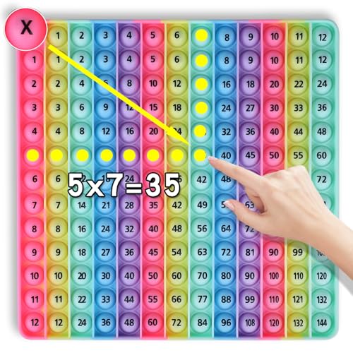 Multiplication Game Table 12 X 12 Math Flash Cards 3rd Grade Fingertip Fidget POP Toy Board Create a Variety of Multiplication additions for Teachers，Educational Science Kits - size: 20cm Vertical Stripe Macaron