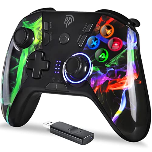 EasySMX Wireless PC Controller, Dual-Vibration Joystick Gamepad Computer Gaming Controller for PC Windows 7/8/10/11/12, Steam, Steam Deck, PS3, Switch, Android Mobile and Android TV BOX- Black