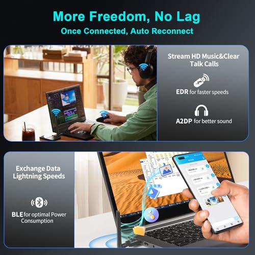 Long Range Bluetooth 5.4 Adapter for PC, Wireless USB Dongle External Antenna for Windows 11 10 8.1 7 Linux Laptop Desktop Computer, Pair with Bluetooth Headset Speaker Mice Keyboard Printer - style: Latest BT5.4-Detachable Antenna-BT548