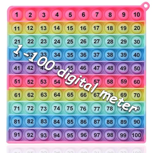 Math operations1-100 Number Learning Pop Fidget Toy, Rainbow Colors, Large Square Math Educational Sensory Game - color: 1-100 Number Learning