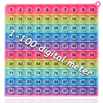 Math operations1-100 Number Learning Pop Fidget Toy, Rainbow Colors, Large Square Math Educational Sensory Game - color: 1-100 Number Learning