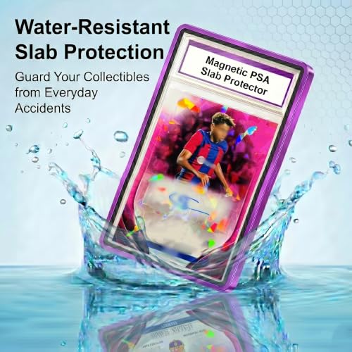 PSA Slab Case with 9-Point Secure Lock, Aluminum Alloy Graded Card Case, Magnetic UV Protection Slab Protector Fits 35PT PSA, CGC, CSG Cards, Professional Display Frame for Sports Cards (purple) - color: Purple