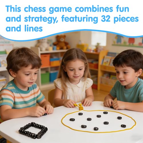 Magnet Game with 32 Stones, Magnetic Chess Game with String, for Family & Party & Travel & Camping, Puzzle Strategy Games