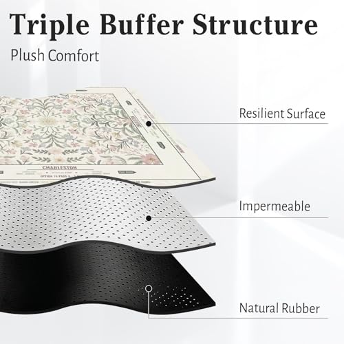 Britimes Mahjong Mat with Black Carrying Bag,31.5"x31.5", Colorful Floral | Non-Slip Noise Reduction Gaming Mat Rubber Multi Purpose Game Table Cover for Mahjong Card Dominoes Board Tile Games - color: Flowers