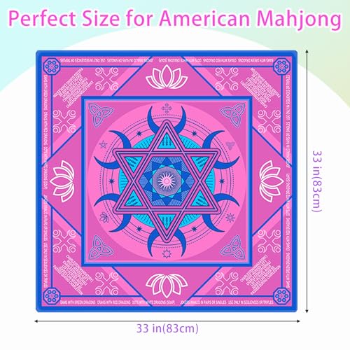 Mahjong Mat for Table(33" x 33"), Mahjong Table Cover with Rules, Non-Slip & Noise Reduction Gaming Mat, Portable Tablecloth for Mahjong, Board, Poker, Card, Domino & Tile Games