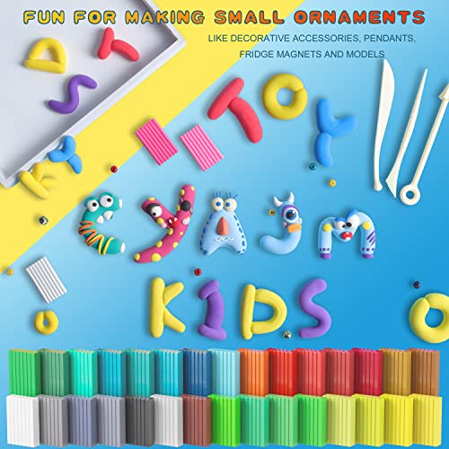 Cyajm 60 Colors Oven Bake Clay Kit, Individually Wrapped | For kids jewelry making, home art. Easy to shape and bake - color: 60 Colors