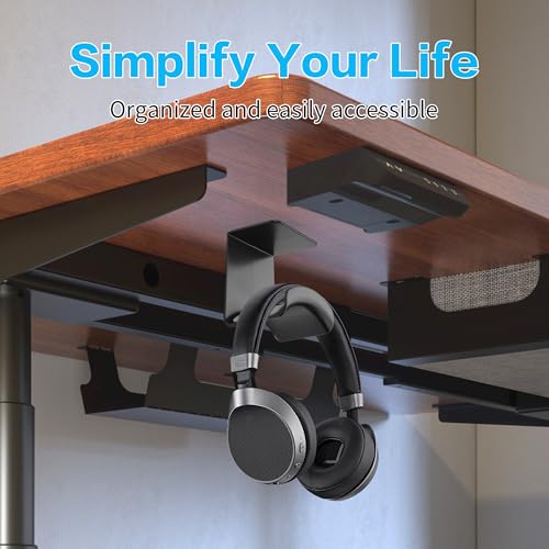 YAODHAOD Headset Hanger Holder Wall Mount, Sticky Headset Stand Holder Clip Under Desk for All Headphone/Controller (Black,Hanging Style) - color: Black, size: Hanging Style