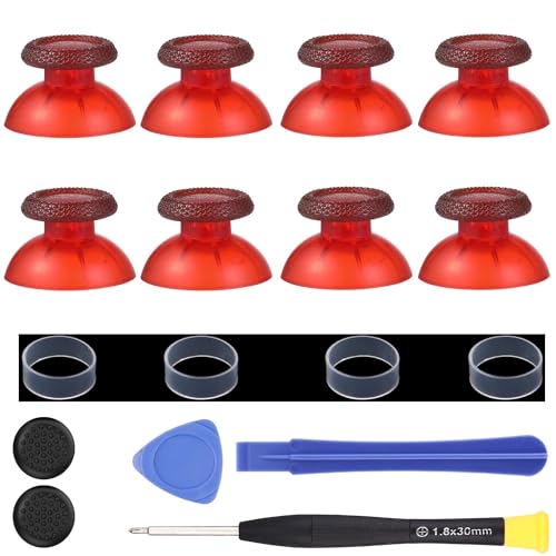 8 Pack Clear Red Replacement Thumbsticks for DualSense PS5 Controller, Custom Analog Thumb Stick Joystick Grip Replacement for PlayStation 5 Controller - size: Clear Red