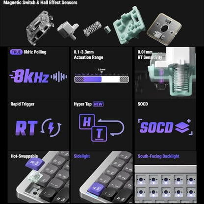 nuphy Air75 HE Rapid Trigger Low Profile Gaming Keyboard,Hall Effect keybaord,84 Keys 75 Percent Layout Wired Magnetic Switches Keyboards,Magnetic Jade Pro Switch - size: Low-Profile Magnetic Jade Pro Switch
