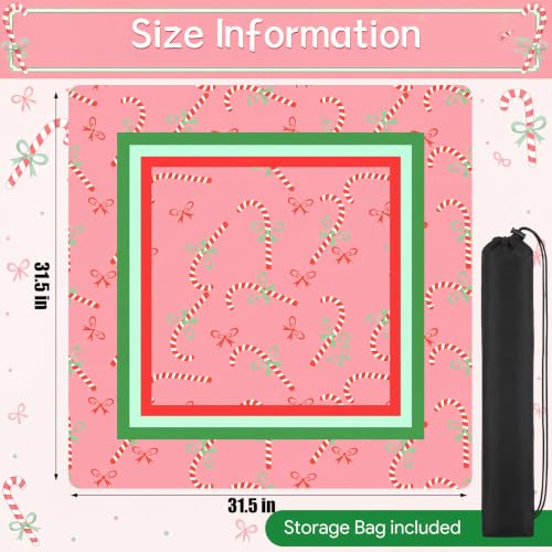 Drydiet Mahjong Mat for Table 31.5 x 31.5 Inch American Mahjong Mat with Carrying Bag, Non-Slip Noise Reduction Table Item for Family Poker Domino Board Game Night & Party Use(Christmas Candy Cane) - style: Christmas Candy Cane