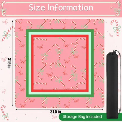Drydiet Mahjong Mat for Table 31.5 x 31.5 Inch American Mahjong Mat with Carrying Bag, Non-Slip Noise Reduction Table Item for Family Poker Domino Board Game Night & Party Use(Christmas Candy Cane) - style: Christmas Candy Cane