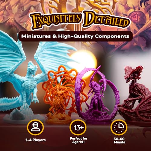 Draco Studios Dragonbond: Lords of Vaala – 2 Player Fantasy Board Games for Adults, Dragon Game for Kids, 2 Player Strategy Board Games for Adults, RPG Cooperative Conquest, 1-4 Players, Age 14+ | Asymmetric Board Game, ~60 Minute, With 4 Miniatures, Card
