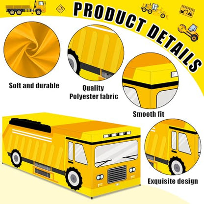 6 Ft Construction Tablecloths Birthday Party Decorations Truck Vehicle Theme Table Cover Washable Construction Vehicle Polyester Table Covers Protector for Truck Birthday Party Decorations - style: Construction