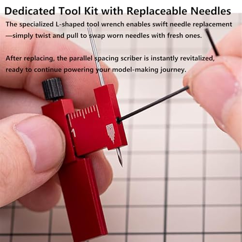 Equidistant Parallel Scriber Isometric Parallel Scribe Carving Ruler Model Cutting Scribed Line T-Shaped Ruler for Figure Kit Miniature Scale Model Hobby Craft Tool Accessories - color: Red