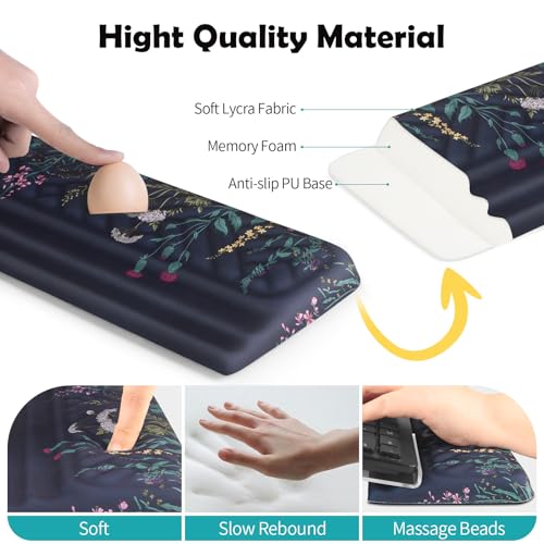 AIMSA Keyboard Stand and Wrist Rest, Easy Typing Comfortable Ergonomic Acrylic PC Keyboard Holder with Wrist Support for Working, Office & Home, Flowers Plants