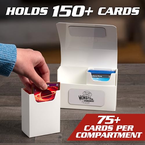 Monster Protectors Magnetic Double Deck Box- Yellow, Holds 150 TCG Cards, Self-Locking Closure- Compatible with Pokémon, MTG Magic: The Gathering, & Yu-Gi-Oh | Fits Standard & Small Size Trading Cards - color: Yellow