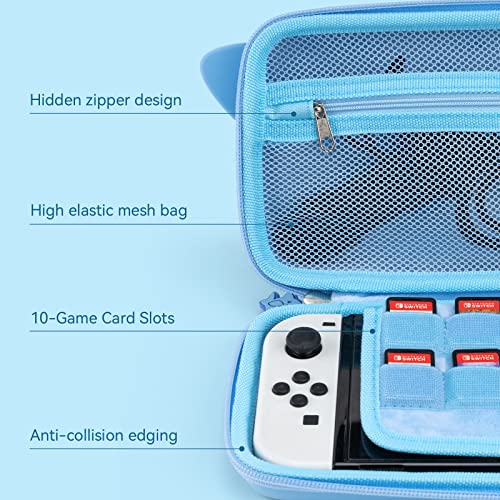 Geekshare Shark Carry Case Compatible with Switch/Switch OLED - Portable Hardshell Slim Travel Carrying Case fit Switch Console & Game Accessories -- Shark - size: Switch 1 & Switch OLED