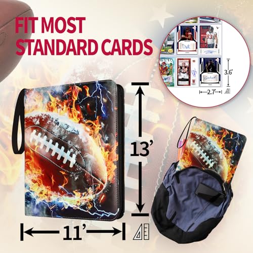 1080 Pockets Football Card Binder 9 Pocket, Trading Card Binder with 60 Page Removable Sleeves, Zipper Card Book Album Holder[PROTECTIVE][PLEASANT TOUCH SURFACE] - color: Footballl C
