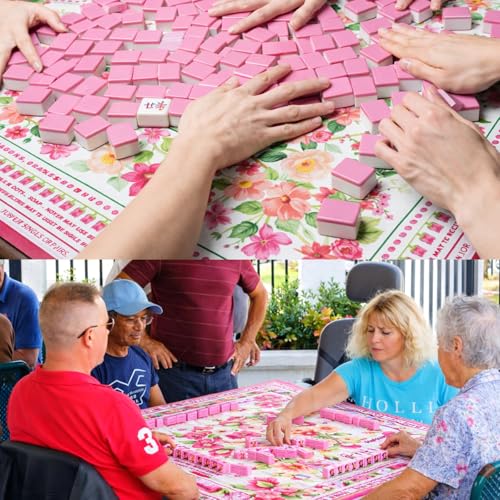 Drydiet Floral Mahjong Mat with Rules Non-Slip Noise Reduction Gaming Mat for Table Cover Card Board Tile Poker Dominoes(22" X 22") - size: 22" X 22"